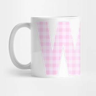 Copy of Pink Letter W in Plaid Pattern Background. Mug